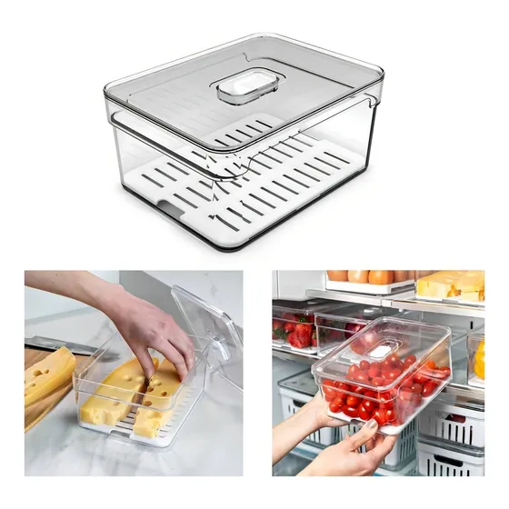 Organizador de nevera de 2.2 litros con bandeja transparente Fresh Or