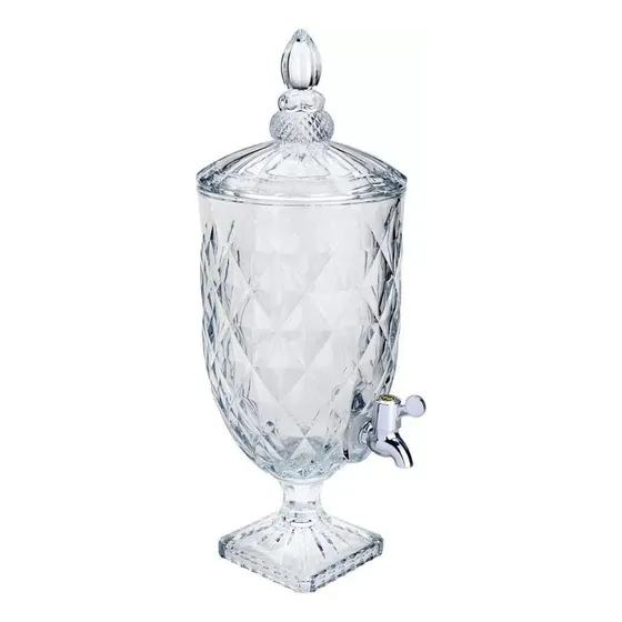 Suqueira Dispenser De Cristal Diamond Sucos Coquetéis 5 Lt Cor Transparente