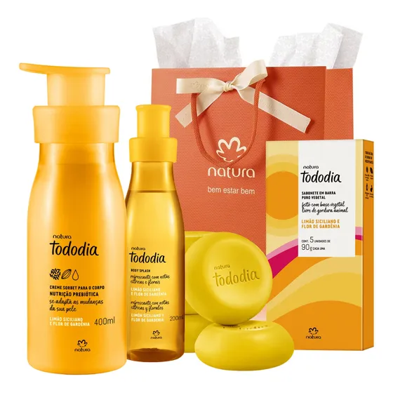 Natura Presente Tododia Sabonete Hidratante Body Splash Kit Fragrância Limão Siciliano E Flor De Gardênia