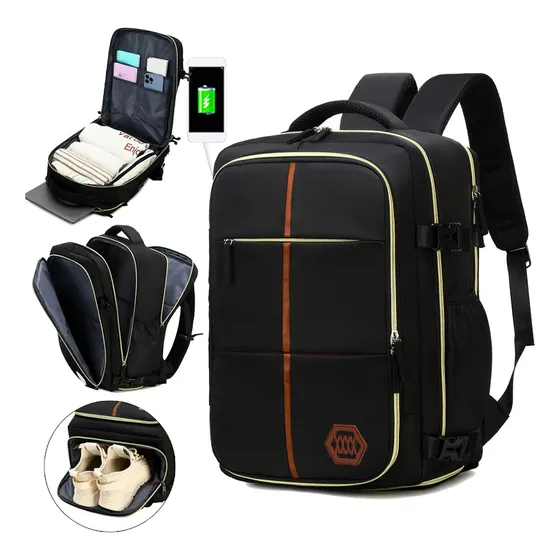 Mochila Morral Cabina Calzado Viajes Usb Impermeable Avión