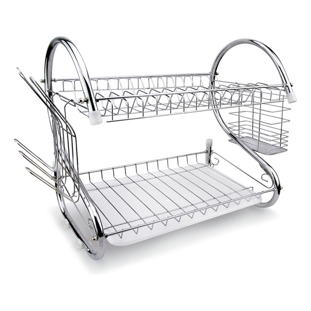 Escorredor De Louça Pratos Talheres Inox Cozinha Duplo Escorredor De Louça Pratos Talheres Inox Cozinha Duplo