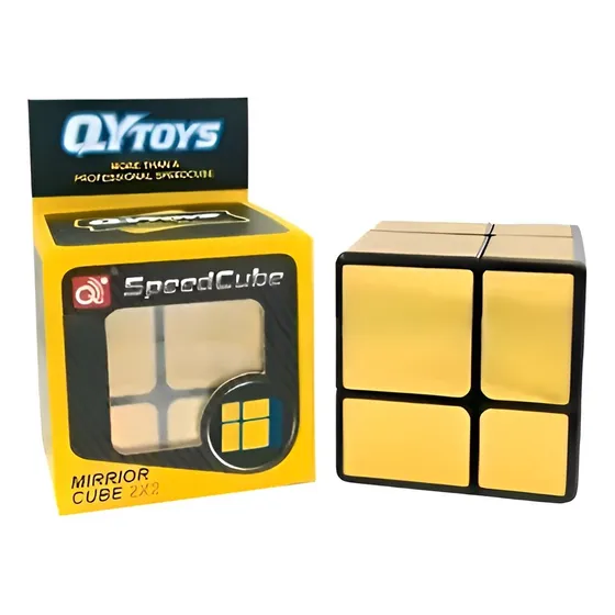 Cubo Rubik 2x2 Qiyi Mirror Dorado Espejo Speed Cube