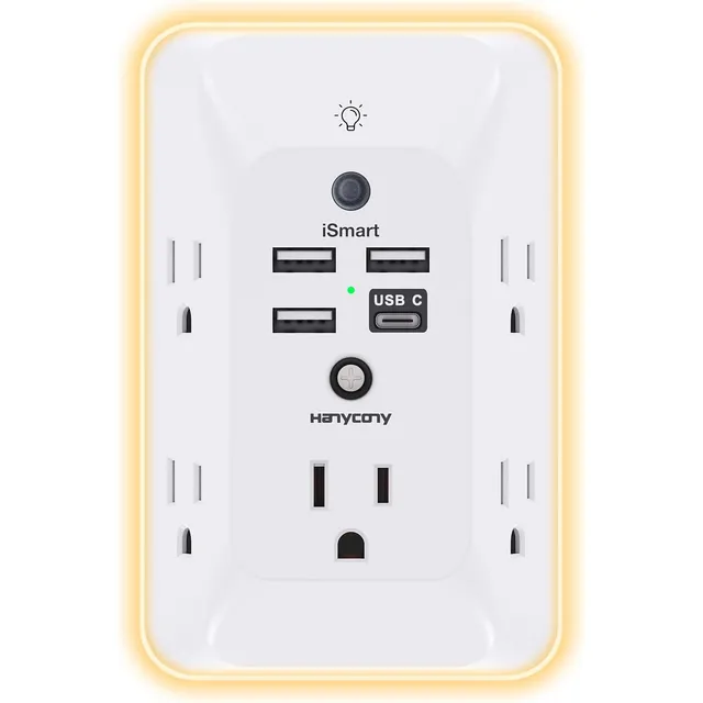 Extensor De Toma Corriente De Pared Usb Con Luz Y Protector 