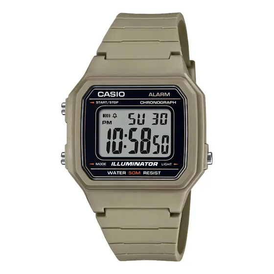 Reloj Casio Digital W-217h-5av Hombre Correa Marrón Claro Bisel Marrón Claro Fondo Negro