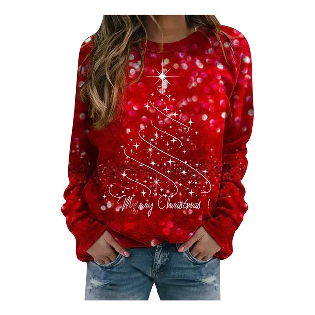 Sueter Navidad Para Mujer Camiseta Manga Larga Estampado