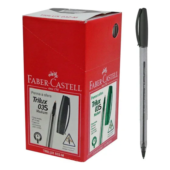 Birome Boligrafo Faber Trilux Caja X50 Unid Color A Eleccion Color de la tinta Negro Color del exterior Transparente