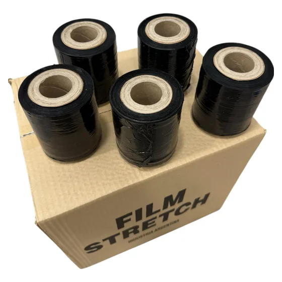 Film Stretch Negro 10cm Embalar Embalaje Resistente Caja 16u Negro