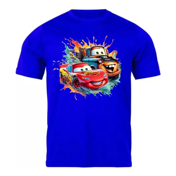 Camiseta Azul Relâmpago Mcqueen Camisa Carros