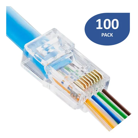 Conector Rj45 Ez Categoria 5e Pasante Pass-trough 100 Und