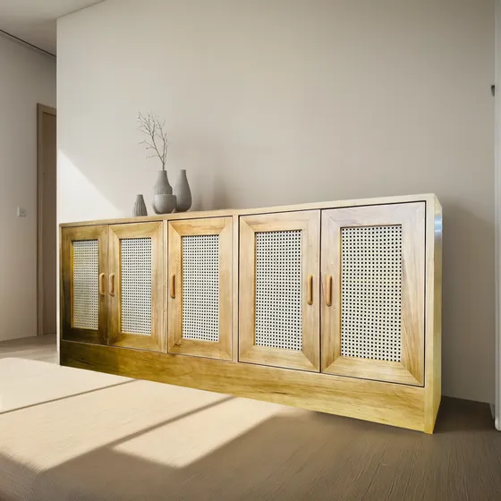 Aparador Bargueño Madera Maciza Esterilla 180x85x38 - Ozark