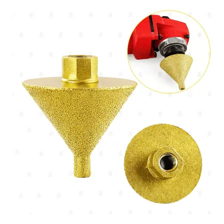 Broca Cônica Diamantada Chanfro Diamante M14 50mm Esmerilhadeira Lixadeira Furar Porcelanato Cerâmica Estilo Serra Copo Escalonada