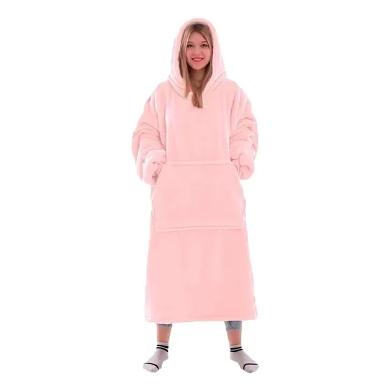 Buzo Manta Cobija Térmica Con Mangas Bolsillo Piel De Angel Color Palo De Rosa Diseño De La Tela Talla Única