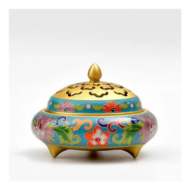 Incensario Laton Cloisonne Bobina Esmalte Metalico Quemador