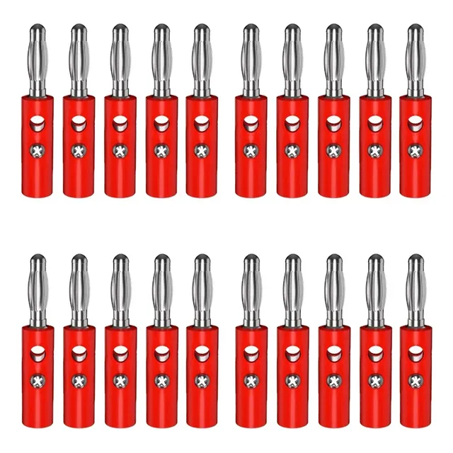 Tecneu 20 Piezas de Conector Banana Macho De 4 Mm Para Laboratorio Color Rojo