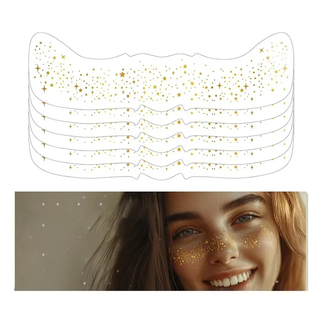 6pz Tatuaje Temporal Faciales Pecas Glitter Oro/plata Mujer