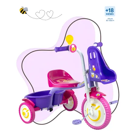 Triciclo Infantil Motoca Honey Bee Nathor 18+ Com Cestinha Honey Bee