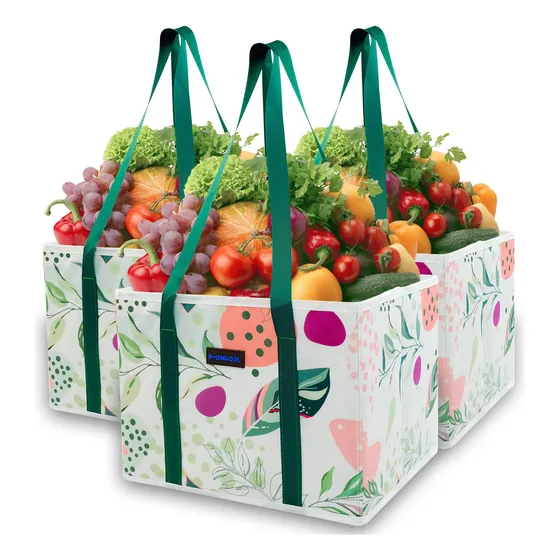 3 Bolsa Comestibl Reutilizabl Compra Plegabl Para Asa Larga