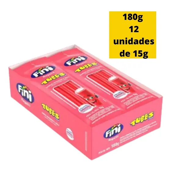 Caixa Bala Gelatina Mini Fini Caixa C/12 Unidades - Atacado Caixa/sabor Morango