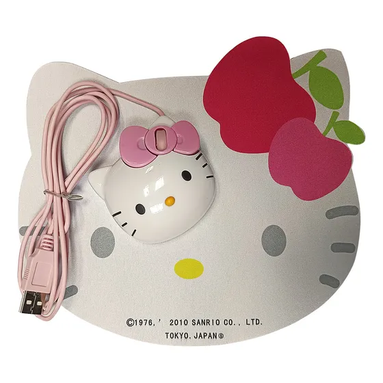 Mouse Optico Con Luz Y Pad Mouse De Hello Kitty  Niña