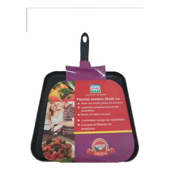 Plancha Asadora Lisa Cuadrada Antiaherente 28x28cmalfa Hogar