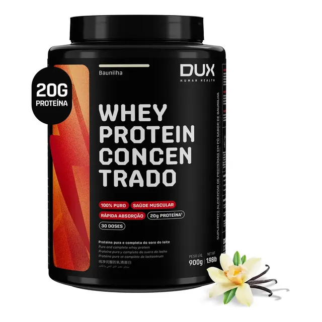 Dux Nutrition Whey Protein Concentrado Pote 900 g Sabor Baunilha