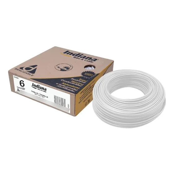 Cable Calibre 6 Blanco 100 M Indiana 100% Cobre Thw-ls 600v