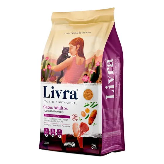 Alimento Seco Gato Adulto Livra Pollo Cordero Arroz 3 Kg