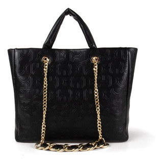 Bolsa Tote Cloe Para Mujer Monograma Troquelado Con Pouch Color Negro Bolsa Tote Cloe Para Mujer Monograma Troquelado Con Pouch Color Negro