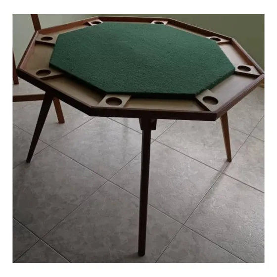Mesa Poker Domino Juegos Fieltro Madera 8 Puestos Porta Vaso