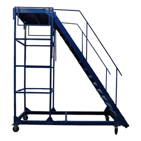 Escalera Industrial De Fierro Antiderrapante Con Ruedas 3mts Azul