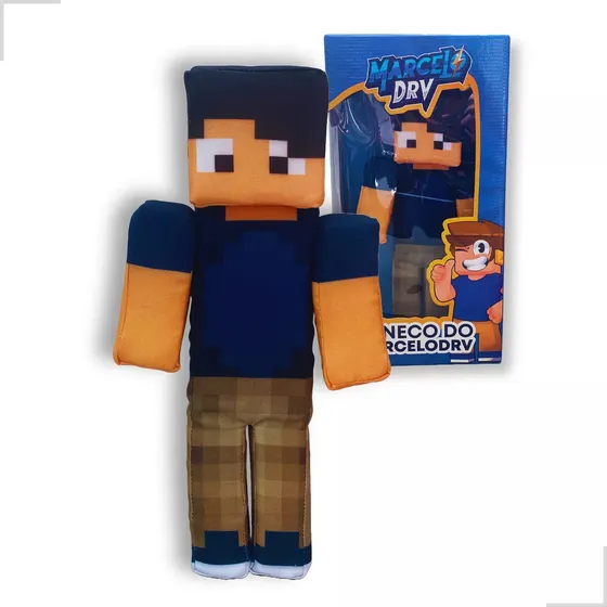 Cosmo Kids Boneco Minecraft Marcelo DRV Streamers Pelúcia Minecraft 33cm