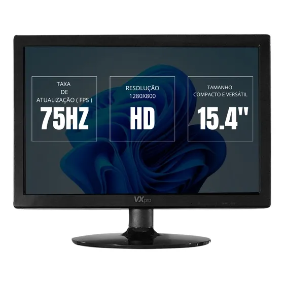 Monitor Led 75hz 15.4'' Hdmi Vga Ideal Para Estudos Compacto