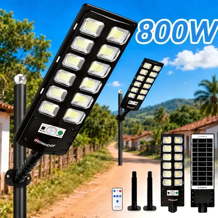 Kit 2 Luminaria Poste Solar 800w Holofote Solar Luminaria Solar Externa Com Controle