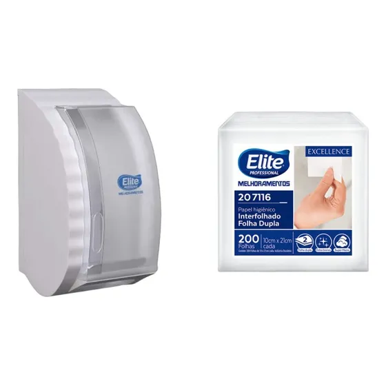Papel Higiênico Interfolhado 400 Fls Dupla + Dispenser Elite