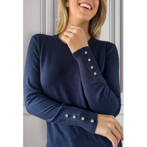 Sweater Lulyna Bremer Con Brillos En Manga Mujer Pullover