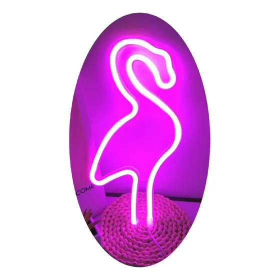 Letrero Flamingo Rosa Luz Led Neón Decoración Luminosa 
