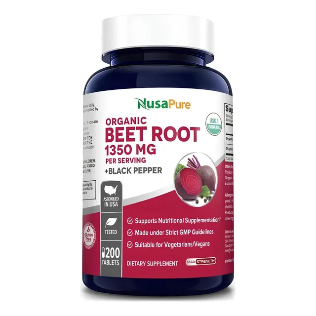 Raíz De Remolacha 1350 Mg Nusapure 200 Tabletas Sin Sabor