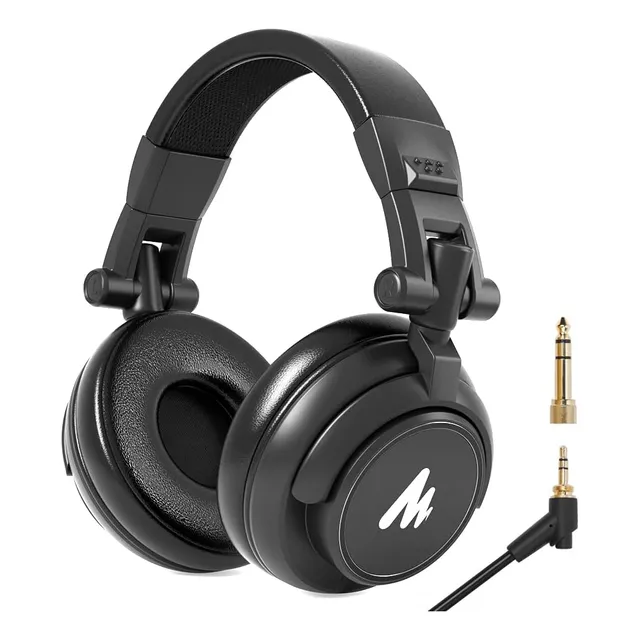 Audífonos de Diadema de Estudio con Controlador de 50 mm, Audífonos DJ de Monitor Sobre la Oreja para Música, DJ y Podcast MAONO MH601