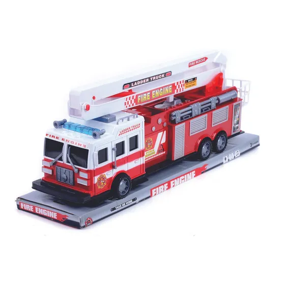Carro Bombero Ladder Friccion Luz Y Sonido Base Y Tapa Color Multicolor