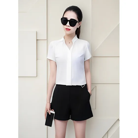 Blusa Informal Coreana De Gasa Para Mujer Con Volantes