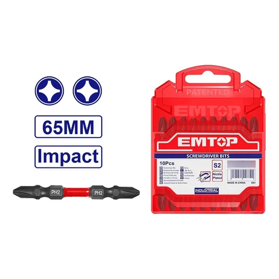10 Puntas Impacto Doble Taladro Juego Set Pala Estria Emtop