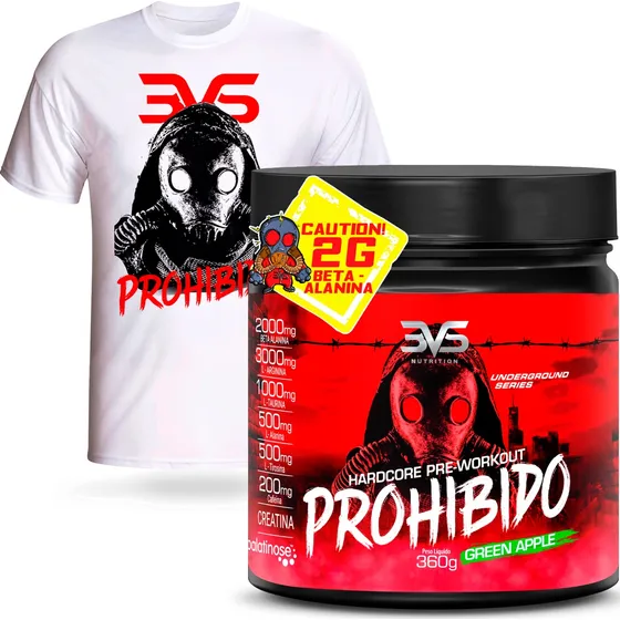 Pré Treino Prohibido 2g Beta Alanina 360g + Camiseta