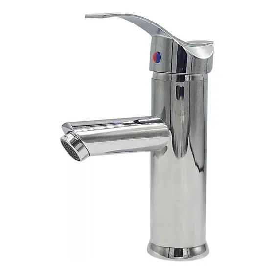 Llave Mezcladora Monomando Para Lavabo Rugo 23mts Acabado Cromado Color Gris