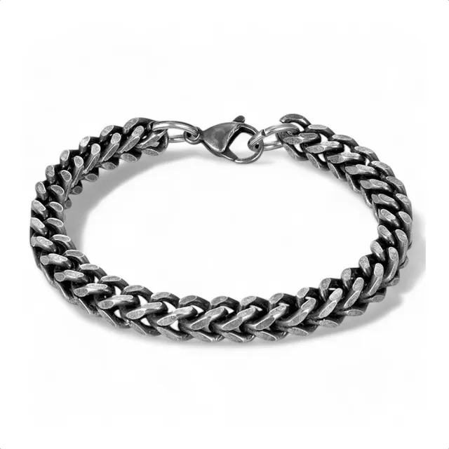 Pulsera Hombre Acero Quirúrgico - Inoxidable Plateado Negro