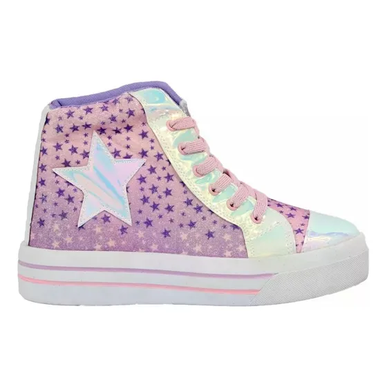 Botas Niña Estrellas Lila Moda Glitter Brillos Comodas