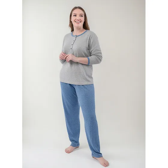 Pijama Lanilla Botones Manga Larga