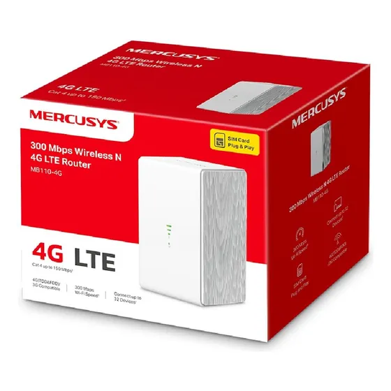 Router Inalambrico Mercusys 4g Lte Mb110-4g De 300 Mbps