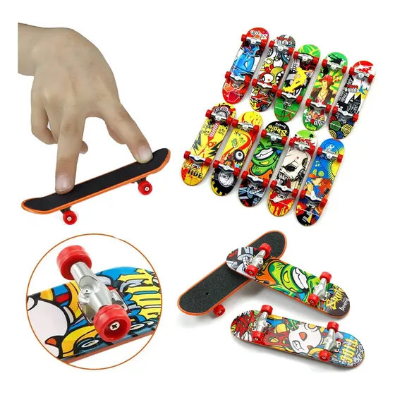 Kit 10 Skate Dedo Fingerboard Profissional C Rolamento Metal