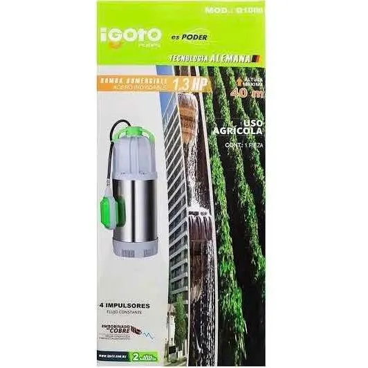 Bomba Sumergible 1.3 Hp Acero Inoxidable Igoto 127v Q1000