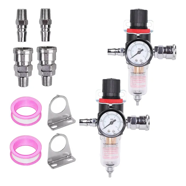 2pc Filtro Regulador De Aire Para Compresor Entrada 1/4 Npt TNK-YLBA1